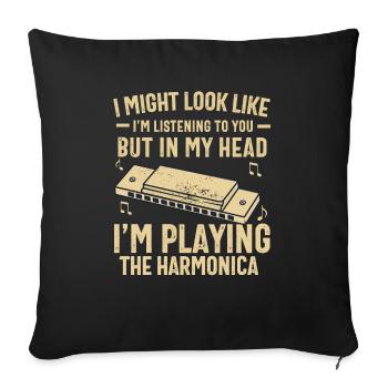 Harmonica Player For Men Women Funny Harmonicist - Sofa pillowcase 17,3'' x 17,3'' (45 x 45 cm) - black - Front