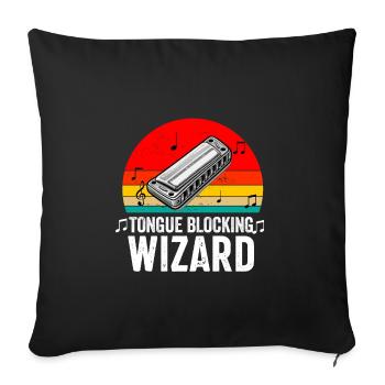 Harmonica Player For Men Women Funny Harmonicist - Sofa pillowcase 17,3'' x 17,3'' (45 x 45 cm) - black - Front
