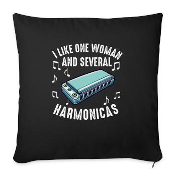 Harmonica Player For Men Women Funny Harmonicist - Sofa pillowcase 17,3'' x 17,3'' (45 x 45 cm) - black - Front