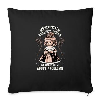 Collectible Doll Porcelain Doll Antique - Sofa pillowcase 17,3'' x 17,3'' (45 x 45 cm) - black - Front