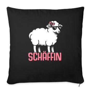 Chef Chefin Schaf Geschenk Schäfin Spruch - Sofakissenbezug 45 x 45 cm - Schwarz - Vorne