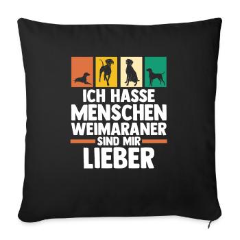 Hund Weimaraner - Sofakissenbezug 45 x 45 cm - Schwarz - Vorne