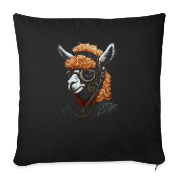 Llama Alpaca Steampunk Vintage Gift - Sofa pillowcase 17,3'' x 17,3'' (45 x 45 cm) - black - Front