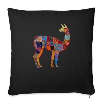 Llama Alpaca Vintage Peru Gift - Sofa pillowcase 17,3'' x 17,3'' (45 x 45 cm) - black - Front