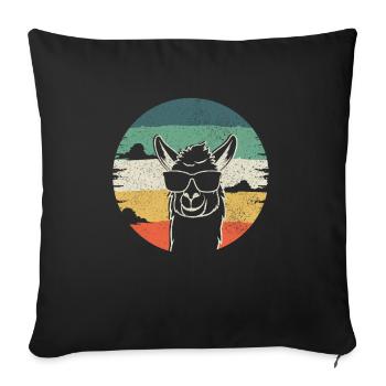 Llama Alpaca Vintage Gift - Sofa pillowcase 17,3'' x 17,3'' (45 x 45 cm) - black - Front