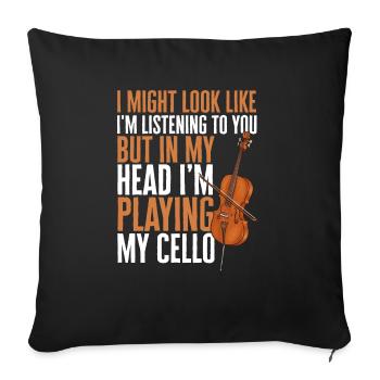 Violoncelliste Violoncelliste Musicien Violoncelle - Housse de coussin décorative 45 x 45 cm - noir - Devant
