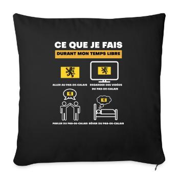 Pas de Calais in der Freizeit - Sofakissenbezug 45 x 45 cm - Schwarz - Vorne