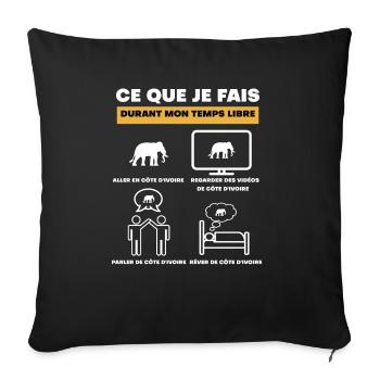 côte d'ivoire éléphant durant temps libre - Housse de coussin décorative 45 x 45 cm - noir - Devant