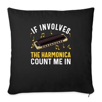 Harmonica Player For Men Women Funny Harmonicist - Sofa pillowcase 17,3'' x 17,3'' (45 x 45 cm) - black - Front