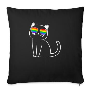 Chat LGBT Design Gay Lesbienne Lunettes De Soleil - Housse de coussin décorative 45 x 45 cm - noir - Devant