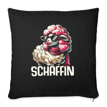 Chef Chefin Schaf Geschenk Schäfin Spruch - Sofakissenbezug 45 x 45 cm - Schwarz - Vorne