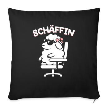 Chef Chefin Schaf Geschenk Schäfin Spruch - Sofakissenbezug 45 x 45 cm - Schwarz - Vorne