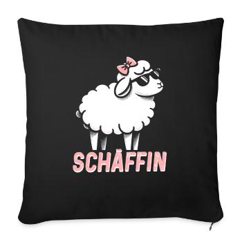 Chef Chefin Schaf Geschenk Schäfin Spruch - Sofakissenbezug 45 x 45 cm - Schwarz - Vorne