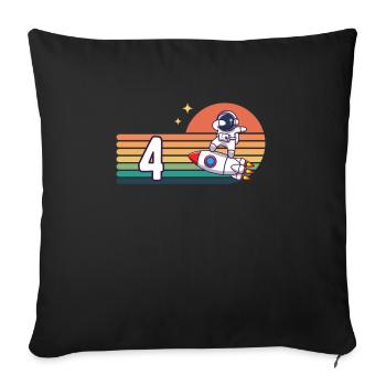 Vintage Rocket Astronaut 4 Years Dab 4th - Sofa pillowcase 17,3'' x 17,3'' (45 x 45 cm) - black - Front