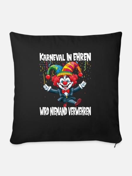Karneval Kostüm Fasching Fastnacht - Sofakissenbezug 45 x 45 cm - Schwarz