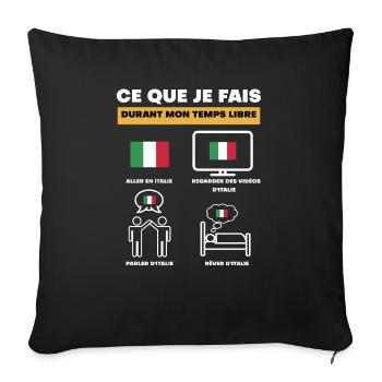 italie drapeau durant temps libre - Housse de coussin décorative 45 x 45 cm - noir - Devant