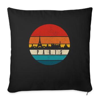 Paris, France, Tour Eiffel, Souvenir - Housse de coussin décorative 45 x 45 cm - noir - Devant