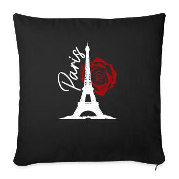 Paris, France, Tour Eiffel, Souvenir - Housse de coussin décorative 45 x 45 cm - noir - Devant