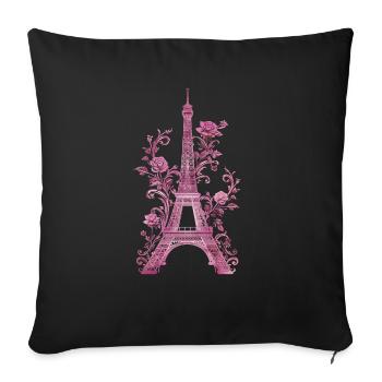 Paris, France, Tour Eiffel, Souvenir - Housse de coussin décorative 45 x 45 cm - noir - Devant