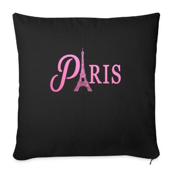 Paris, France, Tour Eiffel, Souvenir - Housse de coussin décorative 45 x 45 cm - noir - Devant