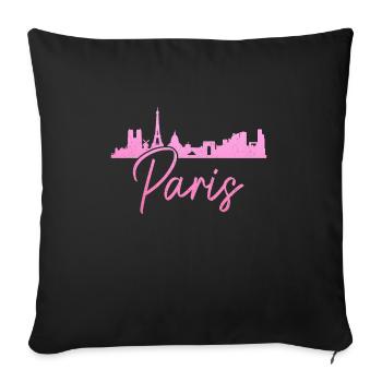 Paris, France, Tour Eiffel, Souvenir - Housse de coussin décorative 45 x 45 cm - noir - Devant