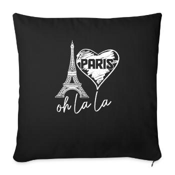Paris, France, Tour Eiffel, Souvenir - Housse de coussin décorative 45 x 45 cm - noir - Devant