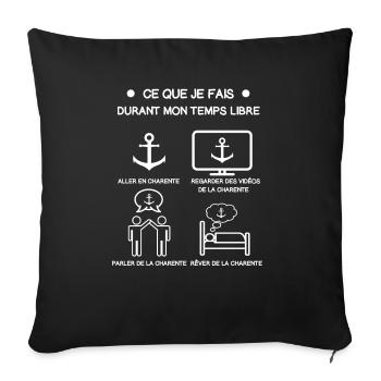 cadeau charente ancre temps libre voyage - Housse de coussin décorative 45 x 45 cm - noir - Devant
