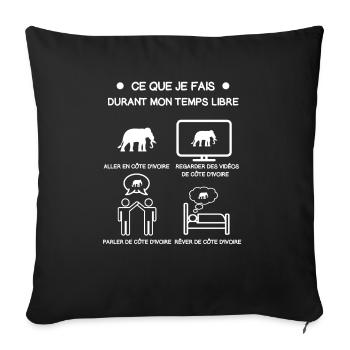 cadeau côte d'ivoire éléphant temps libre voyage - Housse de coussin décorative 45 x 45 cm - noir - Devant