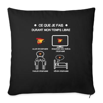 cadeau espagne temps libre voyage - Housse de coussin décorative 45 x 45 cm - noir - Devant
