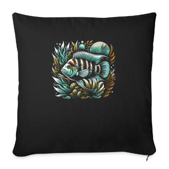 Cichlid Fish Lover Freshwater Fishkeeping Aquarium - Sofa pillowcase 17,3'' x 17,3'' (45 x 45 cm) - black - Front