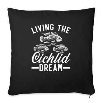 Cichlidés Fish Lover Aquarium d’aquaculture d’eau douce - Housse de coussin décorative 45 x 45 cm - noir - Devant