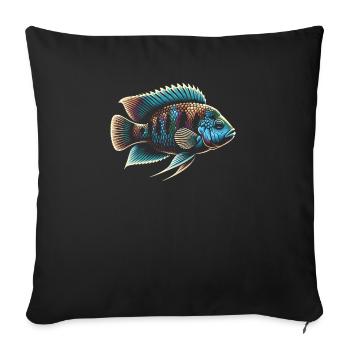 Cichlid Fish Lover Freshwater Fishkeeping Aquarium - Sofa pillowcase 17,3'' x 17,3'' (45 x 45 cm) - black - Front