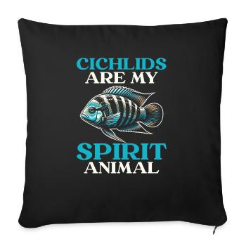 Cichlidés Fish Lover Aquarium d’aquaculture d’eau douce - Housse de coussin décorative 45 x 45 cm - noir - Devant