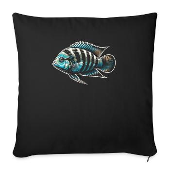 Cichlid Fish Lover Aquarium d’aquariophilie d’eau douce - Housse de coussin décorative 45 x 45 cm - noir - Devant