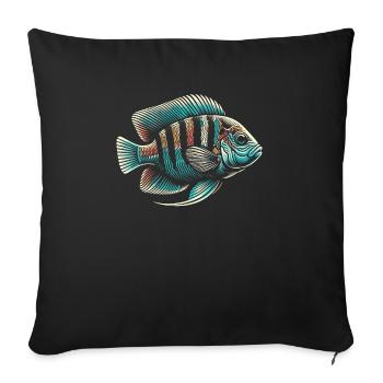 Cichlid Fish Lover Freshwater Fishkeeping Aquarium - Sofa pillowcase 17,3'' x 17,3'' (45 x 45 cm) - black - Front