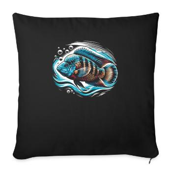 Cichlid Fish Lover Aquarium d’aquariophilie d’eau douce - Housse de coussin décorative 45 x 45 cm - noir - Devant