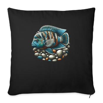 Cichlid Fish Lover Aquarium d’aquariophilie d’eau douce - Housse de coussin décorative 45 x 45 cm - noir - Devant