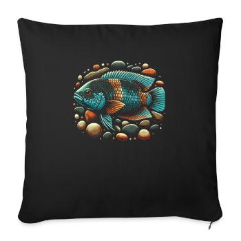 Cichlid Fish Lover Aquarium d’aquariophilie d’eau douce - Housse de coussin décorative 45 x 45 cm - noir - Devant