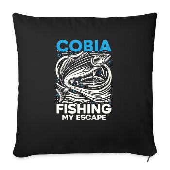Cobia Amateur De Pêche Attrapeur De Poissons Pêcheur Pêcheur - Housse de coussin décorative 45 x 45 cm - noir - Devant