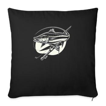 Cobia Amateur De Pêche Attrapeur De Poissons Pêcheur Pêcheur - Housse de coussin décorative 45 x 45 cm - noir - Devant