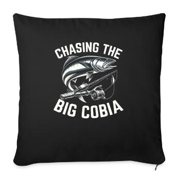 Cobia Amateur De Pêche Attrapeur De Poissons Pêcheur Pêcheur - Housse de coussin décorative 45 x 45 cm - noir - Devant