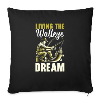 Walleye Fishing Fish Catcher Fisher Fisherman - Sofa pillowcase 17,3'' x 17,3'' (45 x 45 cm) - black - Front