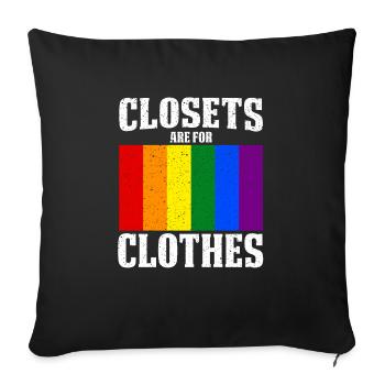 Vintage Rainbow Flag Closets Are For Clothes Pride - Sofa pillowcase 17,3'' x 17,3'' (45 x 45 cm) - black - Front