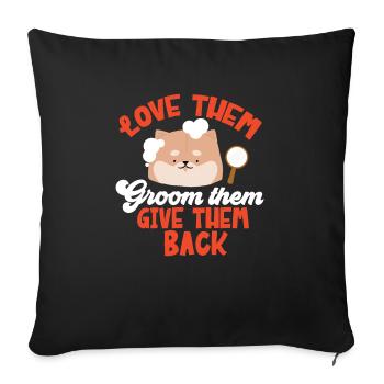 Salon de coiffure pour chiens - Housse de coussin décorative 45 x 45 cm - noir - Devant