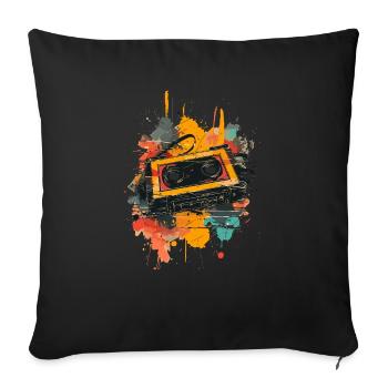 Cassette Music Mixtape Cassette Player 80s - Sofa pillowcase 17,3'' x 17,3'' (45 x 45 cm) - black - Front