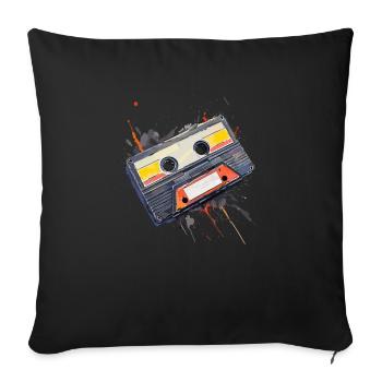 Cassette Music Mixtape Cassette Player 80s - Sofa pillowcase 17,3'' x 17,3'' (45 x 45 cm) - black - Front