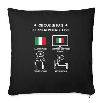 cadeau italie drapeau temps libre voyage - Housse de coussin décorative 45 x 45 cm - noir - Devant