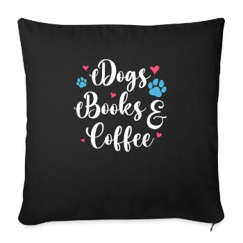 Hunde Bücher Und Kaffee - Sofakissenbezug 45 x 45 cm - Schwarz - Vorne