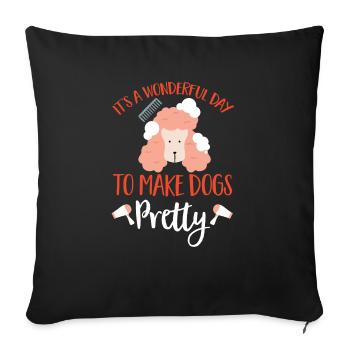 Salon de coiffure pour chiens - Housse de coussin décorative 45 x 45 cm - noir - Devant