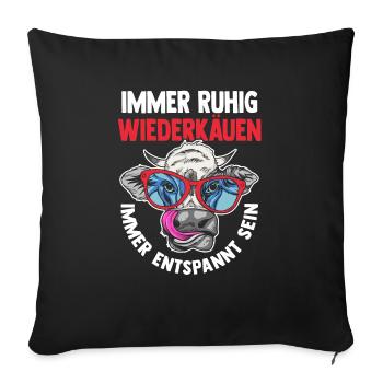 Kuh Bauer Bauernhof Kuhbauer Kühe - Sofakissenbezug 45 x 45 cm - Schwarz - Vorne